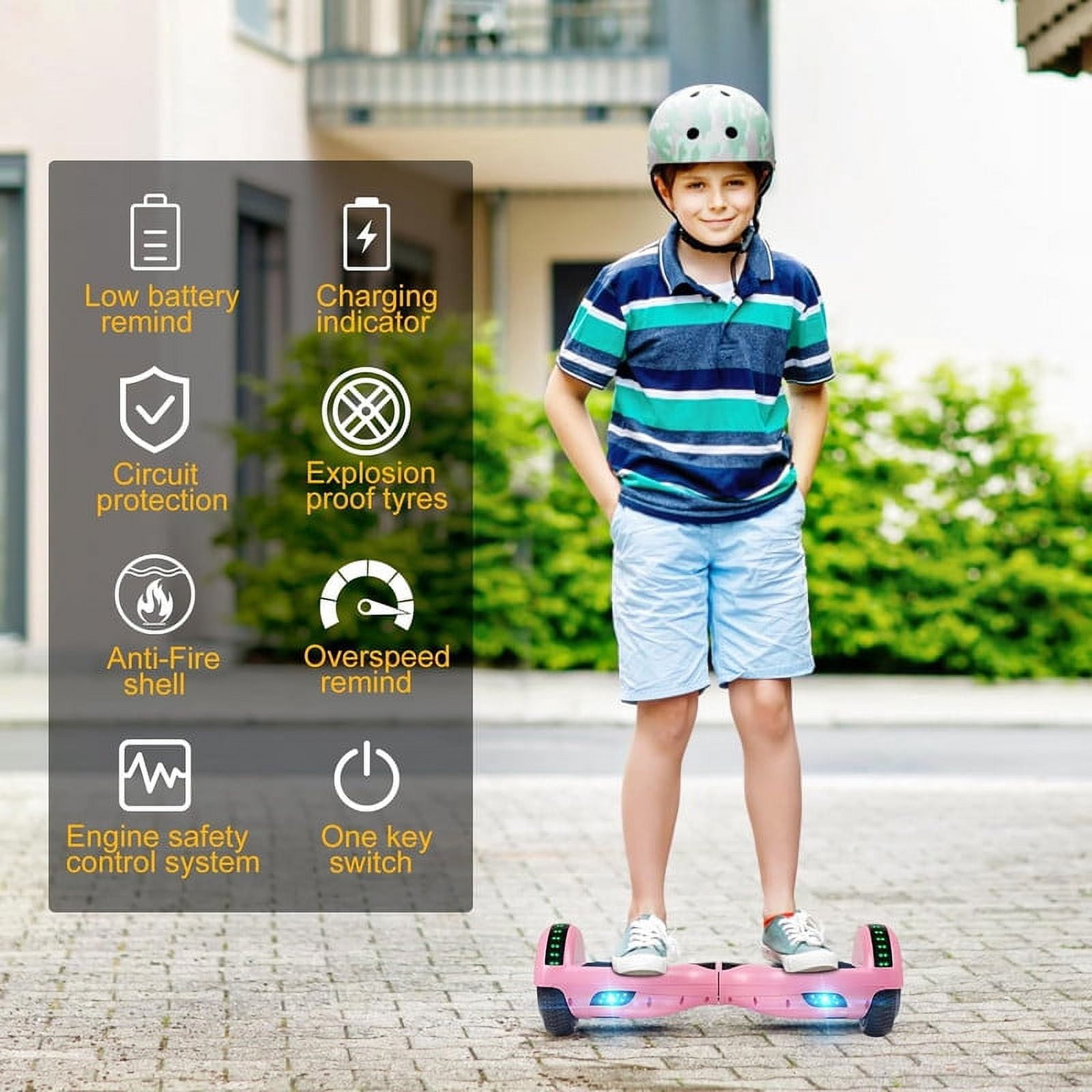 Electric Hoverboard for Girls with Bluetooth 6.5" Flashing LED Wheels Self Balancing Scooter, 200 lb Weight Limit, Pink