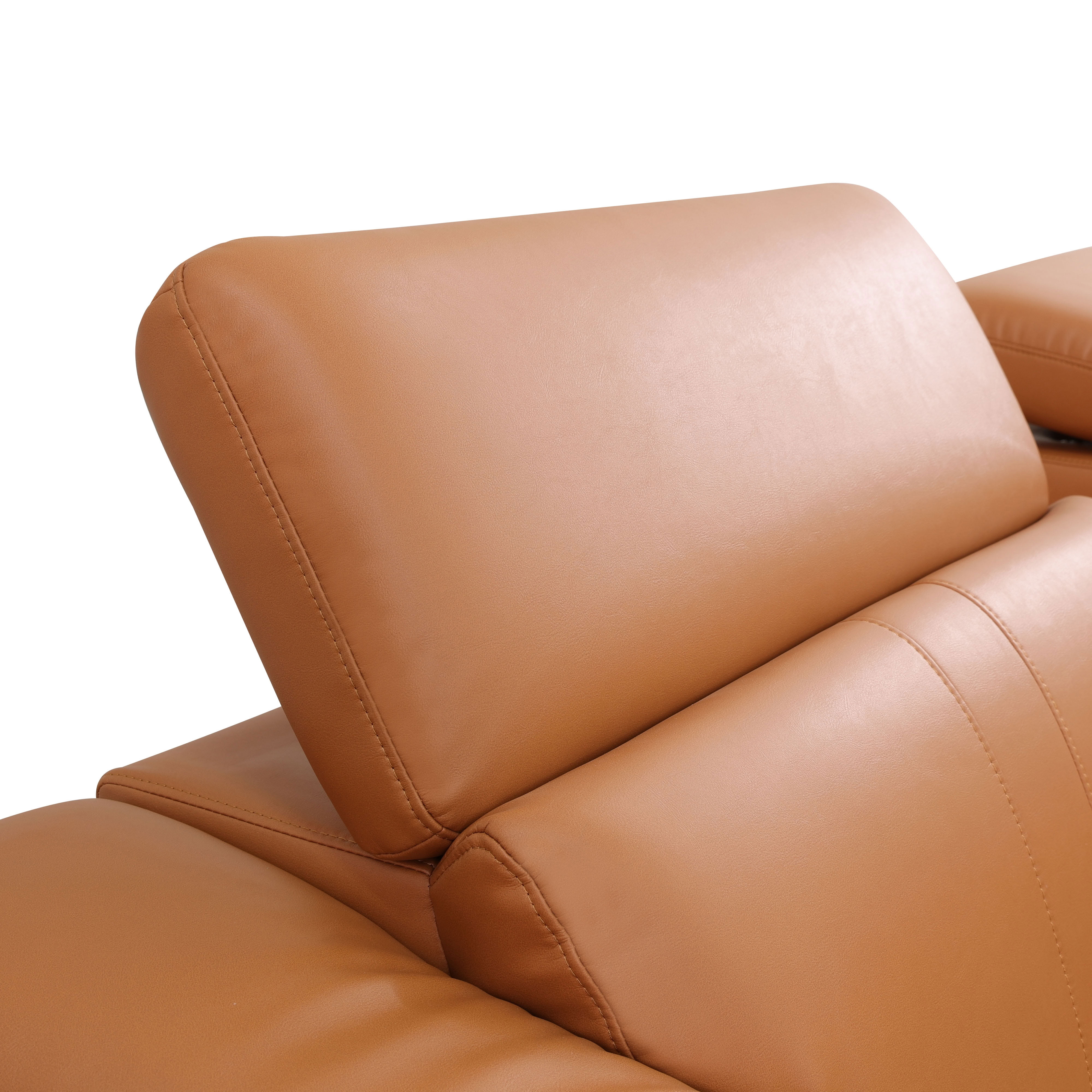 MAYEERTY Sectional Recliner Sofa Set, Leather 5-Seater Reclining Couch with Console, LED Lights, USB Ports & Cup Holders for Living Room, Home Theater