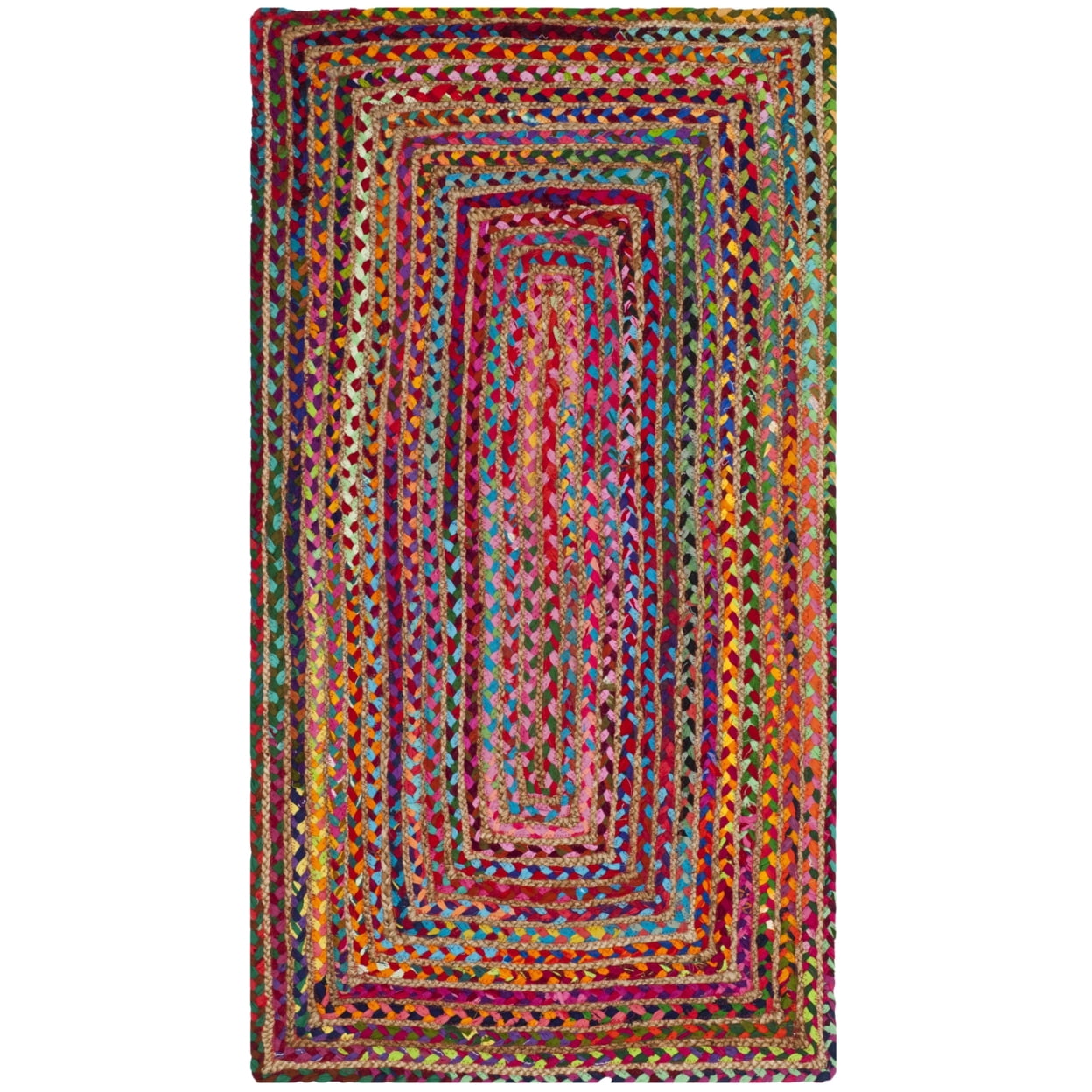 SAFAVIEH Cape Cod Miah Geometric Area Rug, Red/Multi, 10' x 10' Round
