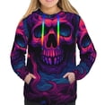 thumbnail image 3 of KLL Purple-Red Skull for Womens Pullover Hoodie with Pocket Hooded Long Sleeve Shirts Sweatshirt for Women-Medium, 3 of 7
