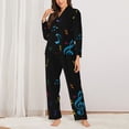 thumbnail image 2 of Salouo Color Musical Notes Pattern Women's Pajamas Set Long Sleeve Button Down Sleepwear Soft Pj Lounge Sets for women 2 Piece Pjs Set with Long Pants-X-Large, 2 of 7