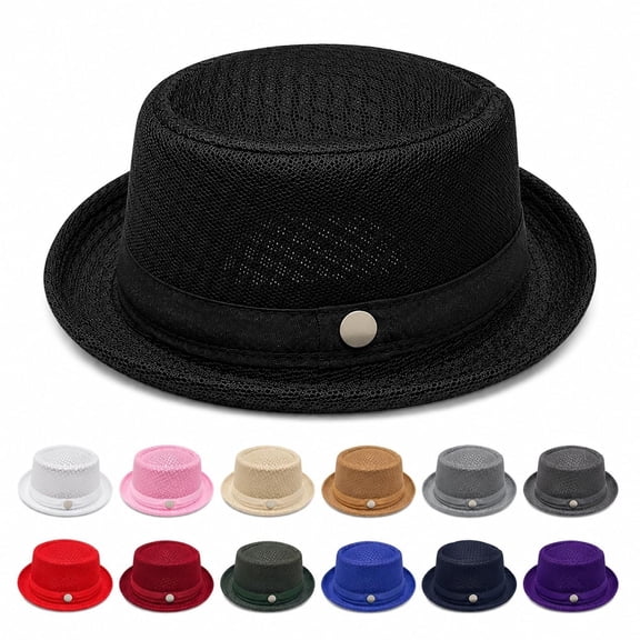 Pork Pie Hats for Men Unisex Breathable Mesh Fedora Hat Packable Sun Cap for Beach Golf Fishing