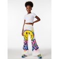 thumbnail image 4 of 11-12Y Girls Colored Flared Pants Digital Print Trousers Slim-Fit Wide Leg Flare for Spring Summer Autumn, 4 of 6