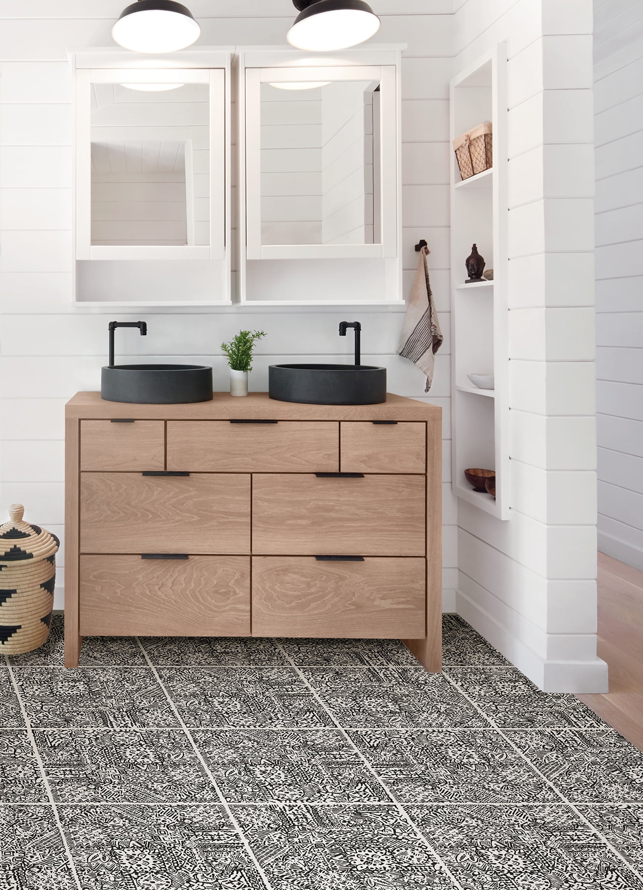 FloorPops 12-in by 12-in Charcoal Reo Peel & Stick Floor Tiles