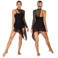 thumbnail image 1 of Aislor Robe de Danse Lyrique pour Femmes une Épaule Manches Longues Dentelle Maille Robe de Patinage Noir L, 1 of 7