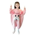 thumbnail image 1 of Sunnyoo Little Girls Fleece Jumpsuit Cartoon Embroidered Long Sleeve Loose Homewear Robe, 1 of 8