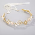 thumbnail image 3 of Nvzi Horquillas para el pelo de boda con flores para novias, peinetas con perlas de cristal, pinzas para el pelo, tocado, accesorios para el pelo de boda dorados, joyas - doradas, 3 of 5