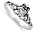 thumbnail image 4 of CHOOSE YOUR COLOR Sterling Silver Heart Claddagh Ring Traditional Irish Knot Band White CZ Female Size 4, 4 of 4