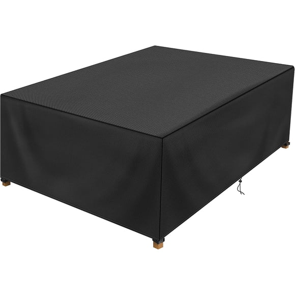 Funda para mesa de patio, 100% impermeable, 64 x 45 x 28 pulgadas, funda para mesa de exterior, funda rectangular para muebles de patio, muebles de comedor, mesas de café, sillas y sofás, color negro