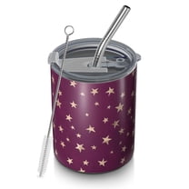 12oz Coffee Tumblers Purple Christmas Star Pattern Stainless Steel Vacuum Insulated Travel Tumbler Coffee Cups Mug with Lid and Straw with Cleaning Brush for Cold & Hot Drinks