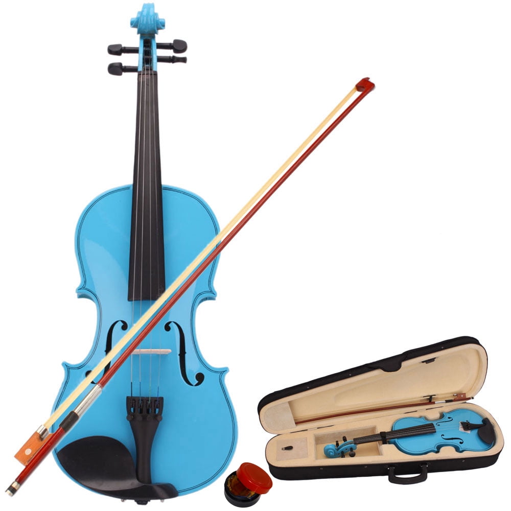 Brazilwood Bow and Bright Blue Color SKY Shinny 1/16 Size Kid Violin with Lightweight Case 