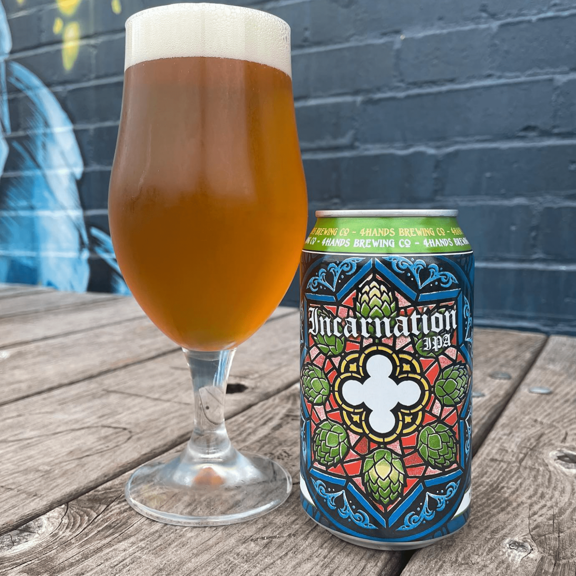 4 Hands Incarnation IPA Craft Beer, 12 Pack, 12 fl oz Aluminum Cans, 7.0% ABV