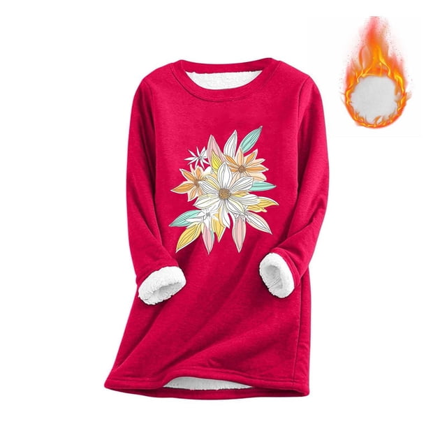 Ailaofu Womens Long Sleeve O Neck Sweatshirt Casual Warm Winter Pullover Sweatshirt Loose Fit Tops
