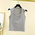thumbnail image 2 of Cotton Tank Tops for Women Summer Slim Fitted Crop Sleeveless Base Tees Undershirts Square Neck Tanks Vest (L, Gray), 2 of 7