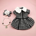 thumbnail image 3 of Cat and Dog Dress Autumn Winter New Woolen Coat Black Red Plaid Princess Skirt +Necklace + Corsage Warm Pet Clothing ShopWise Round, 3 of 12