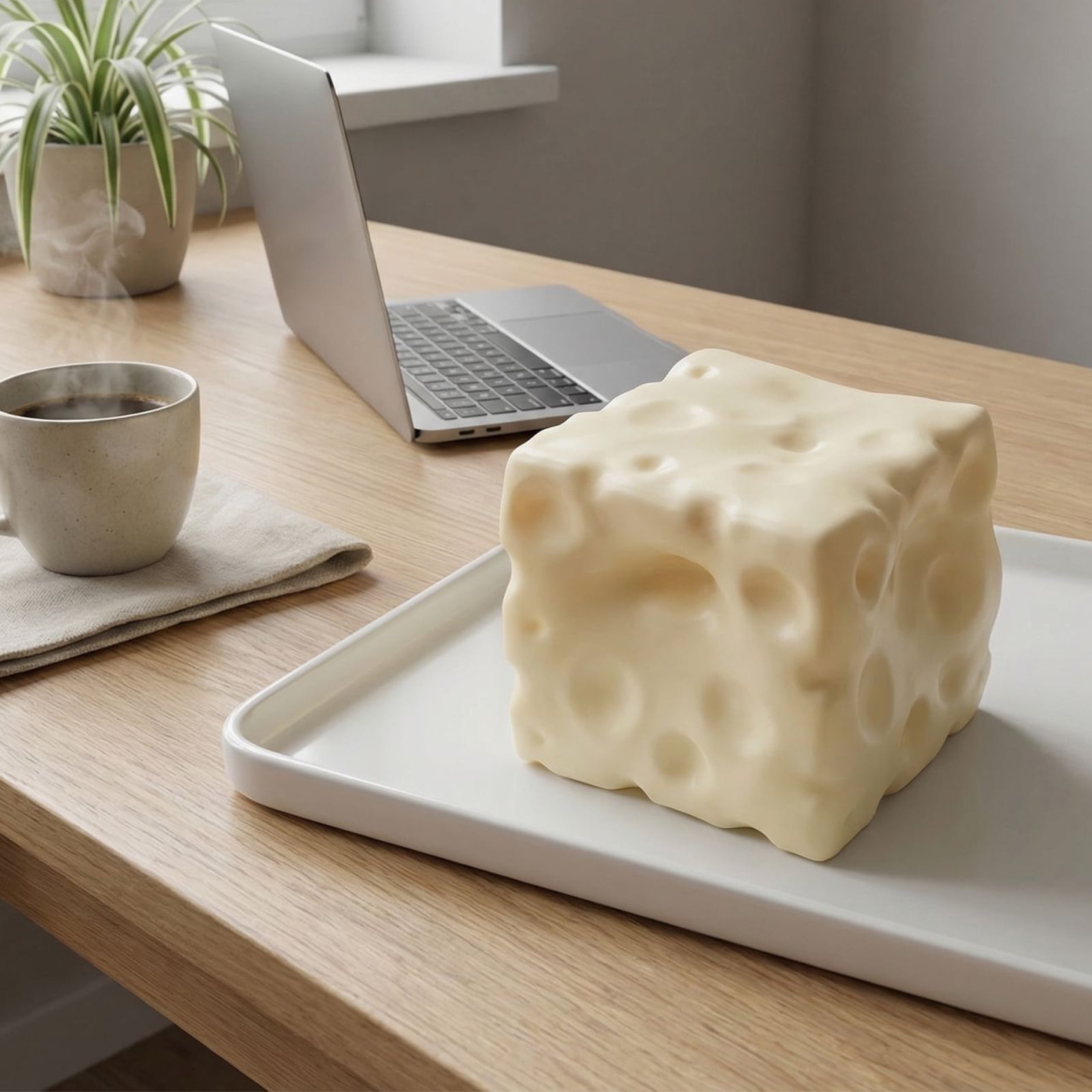 Squeezy Cheese Block - Coconut Oil  Ultra-Soft No Rebound Jumbo Squishy Cheese , Stress Relief Toy for Adults, Focus & Relaxation