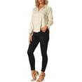 thumbnail image 2 of INSPIRE CHIC Women's Satin Leopard Long Sleeve Button Down Fashion Shirts Work Business Casual Blouses Tops Champagne L, 2 of 5