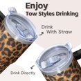thumbnail image 4 of Leopard Print 20 oz Stainless Steel Tumbler with Handle and Straw – Insulated Travel Cup with Sliding Lid, 360° Full Wrap Printed Mug for Home, Outdoor & Sports Use, 4 of 6