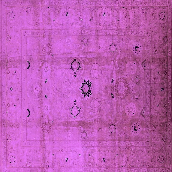 Ahgly Company Indoor Square Oriental Purple Industrial Area Rugs, 7' Square