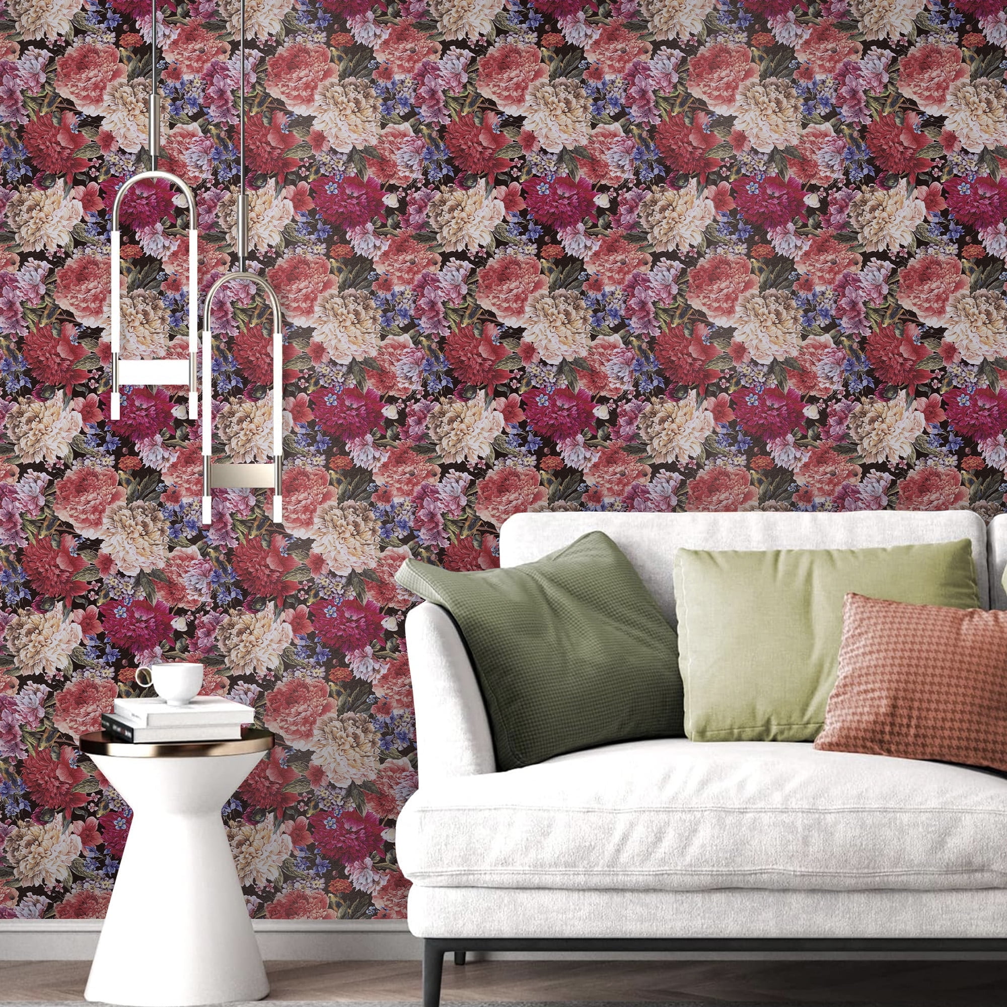 Abyssaly Floral Wallpaper Peel and Stick Wallpaper 17.7 in x 118 in /1 Roll Multicolor Self-adhesive Removable Wall Paper for Home Decor