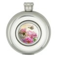 thumbnail image 1 of Pink Roses and Butterly Round Stainless Steel 5oz Hip Drink Flask, 1 of 4
