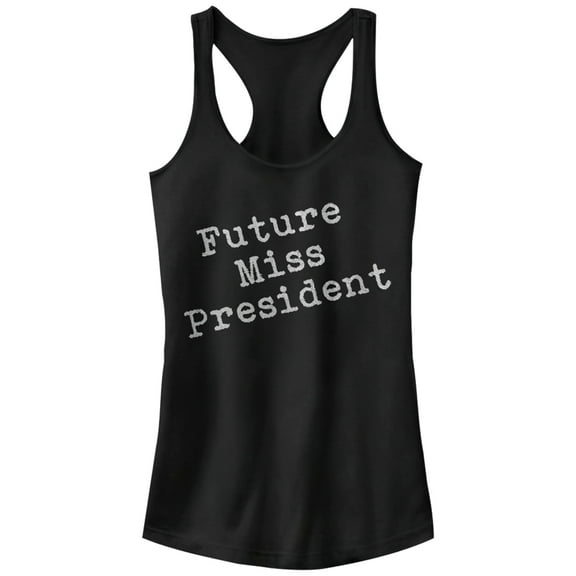 Junior's Lost Gods Future Miss President  Racerback Tank Top Black Small