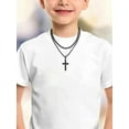 thumbnail image 4 of Bestyle Men's Black Cross Pendant Necklace Simple Cross Necklace Trendy First Communion Christian Religious Baptism Gifts, 4 of 9