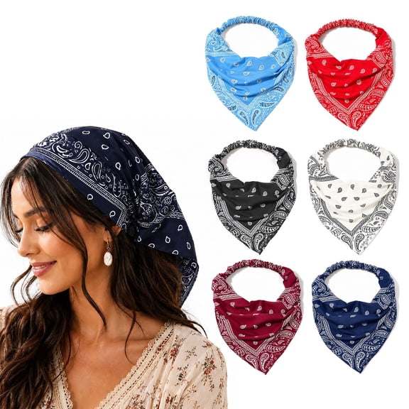 Bandanas for Women Elastic Headbands, Non Slip Paisley Headbands Hair Accessories for Women