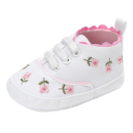 

ãTOTOãGirls Sneakers Baby Girls Floral Crib Shoes Soft Sole Anti-Slip Sneakers Canvas