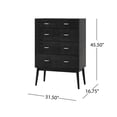 thumbnail image 2 of GDF Studio Wilbur Mid Century Modern Wooden 5 Drawer Dresser, Black, 2 of 8