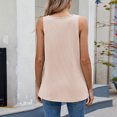 thumbnail image 7 of LWavelet Women's Scalloped V Neck Ribbed Knit Tank Top – Slim Fit Button Detail Cami Blue S, 7 of 7