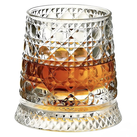 A AKARF Spinning Whiskey Glass With Light Set Of Two Gemstone Cups