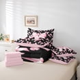 thumbnail image 6 of Manfei Letter Monogrammed M Bedding Comforter Set 7 Pieces for Boys Girls,Kawaii Ribbon Bow Full Bedding Set Lightweight,Dreamy Princess Fitted Sheet Flat Sheet,Lightweight Room Decor,Reversible, 6 of 8