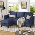 thumbnail image 5 of Walusnnu L-Shaped Sectional Sofa Couch, 3-Seat Convertible Sofa with Reversible Chaise, Modern Linen Fabric Couches for Living Room, Apartment and Small Space, Blue, 5 of 8