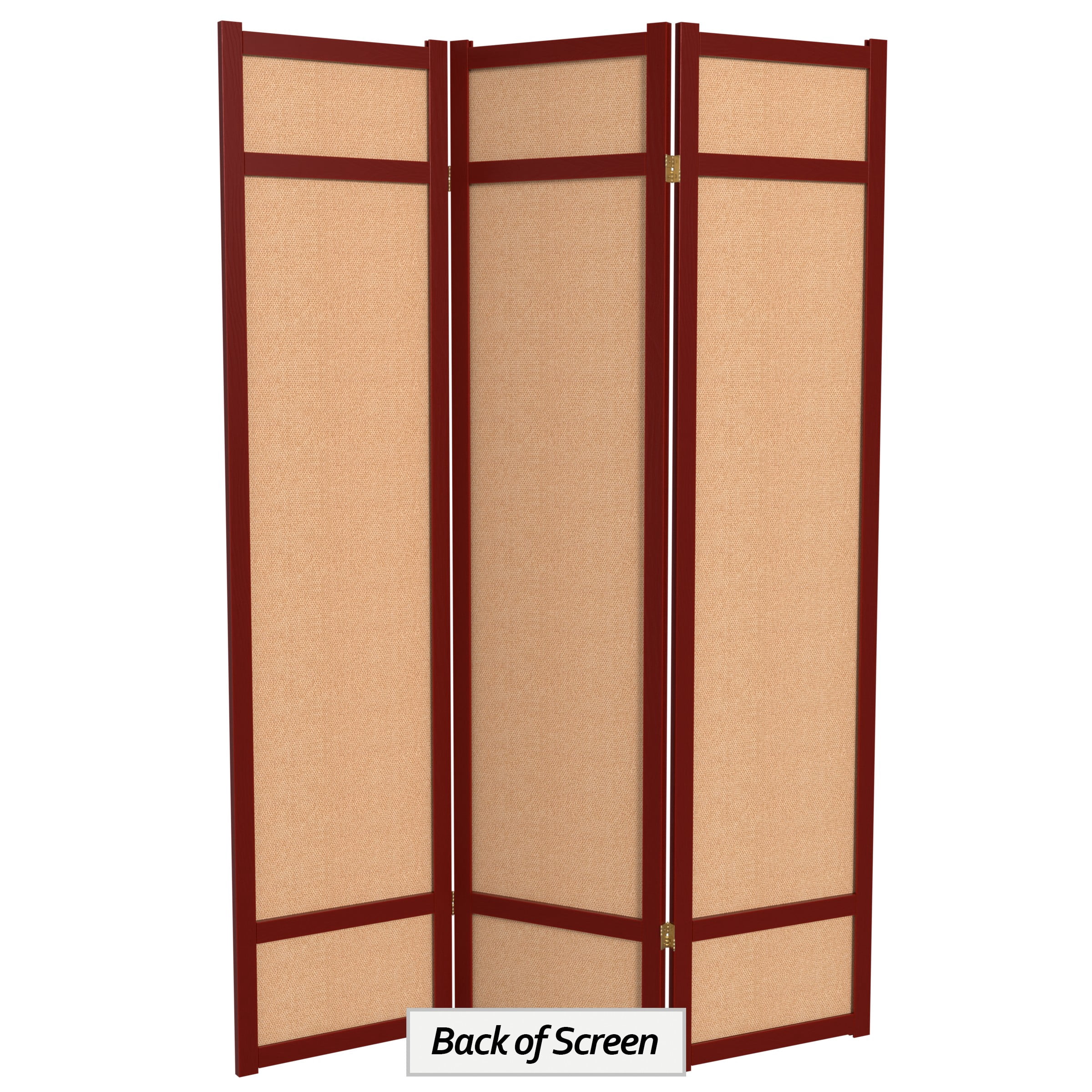 6 ft. Tall Jute Shoji Screen - 3 Panel - Rosewood