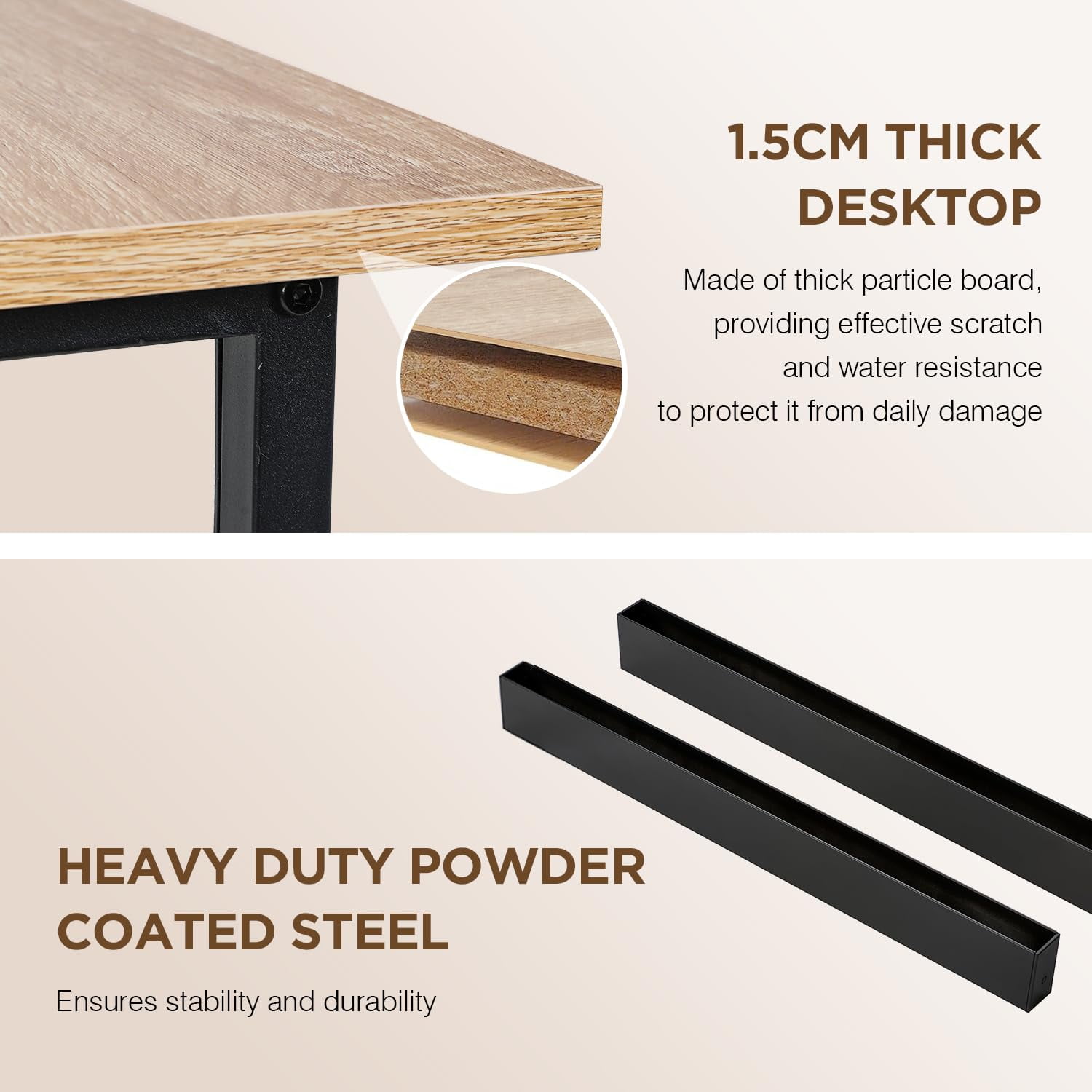 YRLLENSDAN 19.7×47 Computer Desk for Two Monitors Study Desk Writing Desk Office Desk Study Table for Adult Work Desk for Home Simple Industrial Desk,Beige