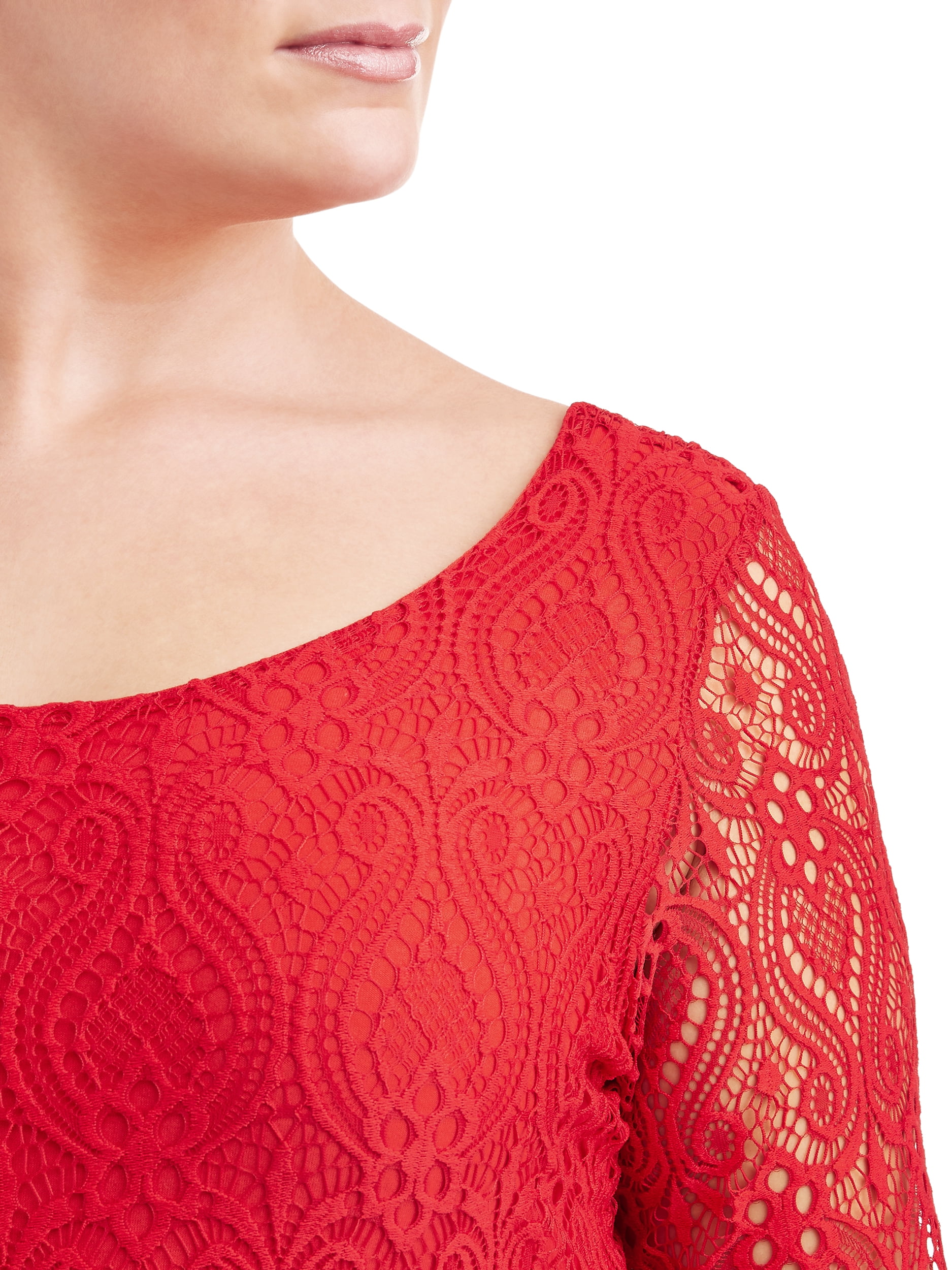 Women's Plus Size Long Sleeve All Over Lace Dress