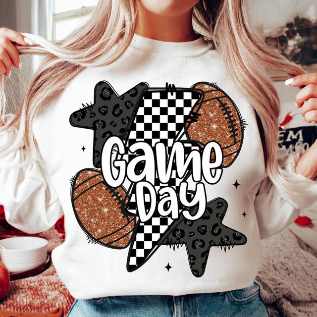 Glitter Football Sweatshirt, Game Day Football Sweatshirt, Retro Checkered Football Sweatshirt, Football Mama Sweatshirt, Touchdown Season, Leopard Football Coquette