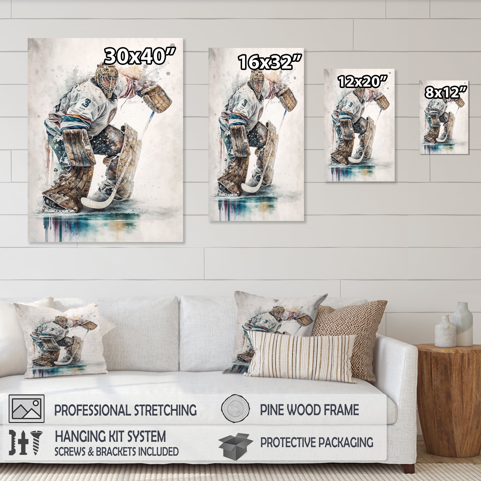 Designart Hockey Goalie During Game VI Canvas Wall Art