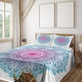 thumbnail image 2 of Ambesonne Mandala Fitted & Top Sheet Set with Shams, Floral Form, White Pink and Blue, 2 of 5