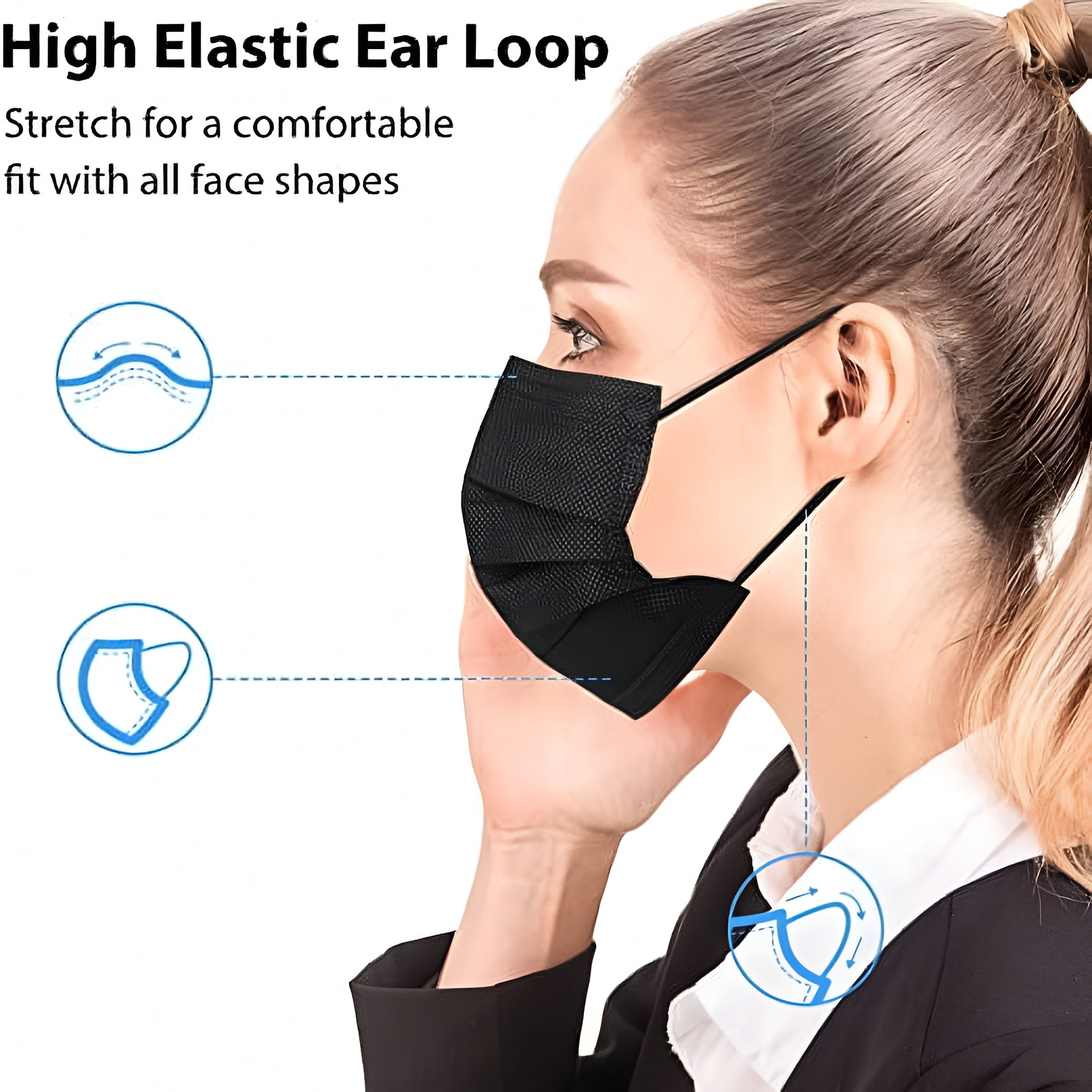 XIRQI Disposable Face Masks,100 Pack,3 Ply