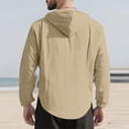 thumbnail image 4 of Men's Cotton Linen Solid Color Shirt Hooded Hoodie Button Loose Long-sleeved Hooded Spring And Summer Casual Daily Clothing, 4 of 6