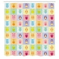 thumbnail image 3 of Ambesonne Cartoon Shower Curtain, Colorful Owl, 69"Wx70"L, Purple Yellow and Pink, 3 of 5