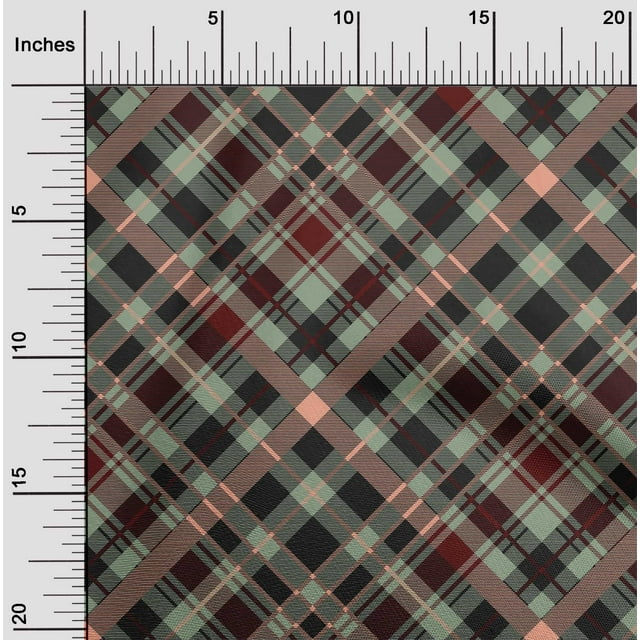 oneOone Cotton Poplin Fabric Tartan Check Print Fabric By Yard 56 Inch Wide