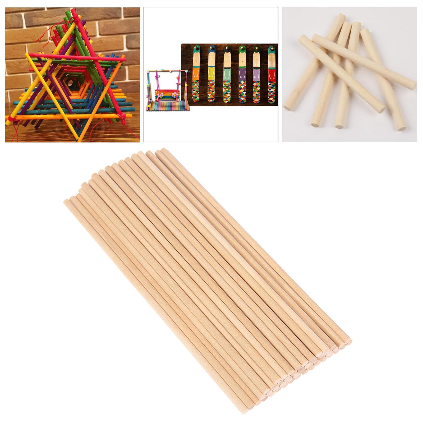 100Pcs Unpainted Wooden Dowel Rods Sticks- Hardwood Dowels - Craft Dowels for Woodworking - for Model Building Games Kids Crafts Home Decor - 20cm