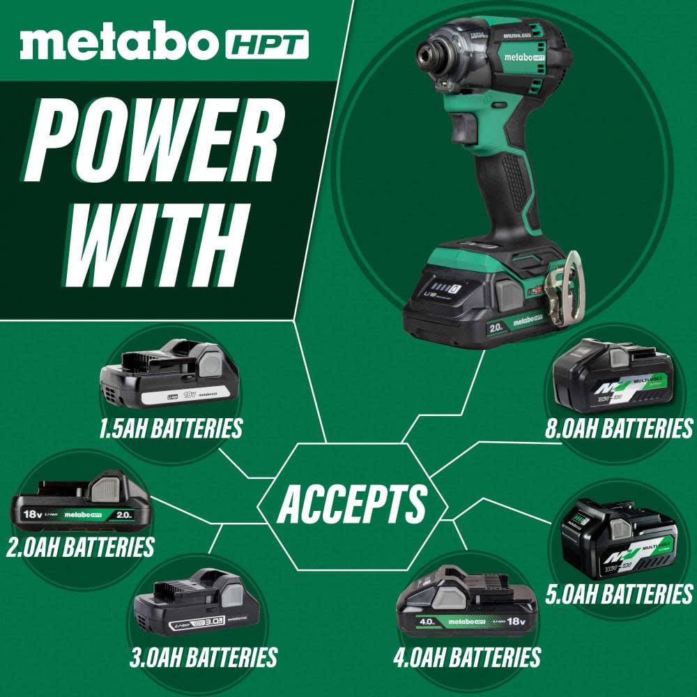 Metabo HPT 18V Cordless Impact Driver Kit, 1/4-In, WH18DC