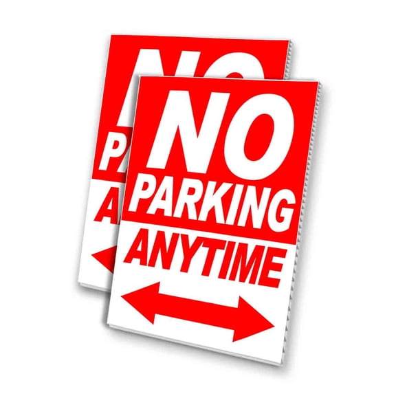 No Parking Anytime (24" X 36") 4mm Corrugated Plastic Panel, Graphics Applied To 1 Side (Pk of 2)