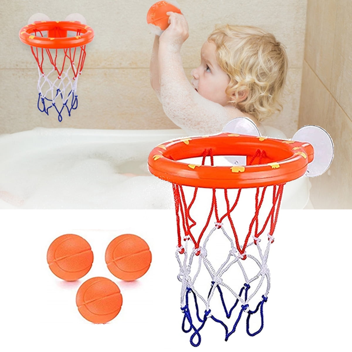 Bath Toy Basketball Hoop & Balls Play Set for Boys and Girls Kid