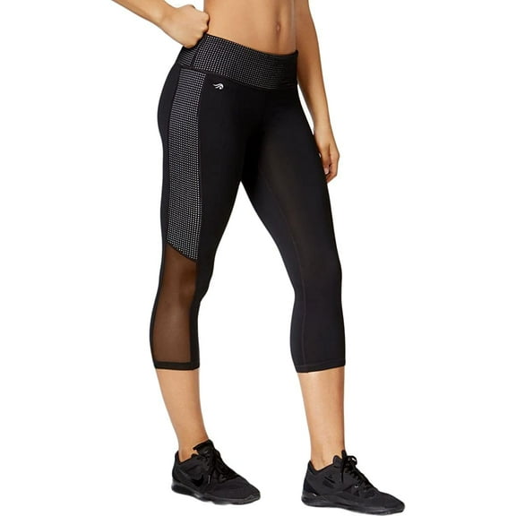 Ideology Womens Mesh Trimmed Cropped Leggings;XS