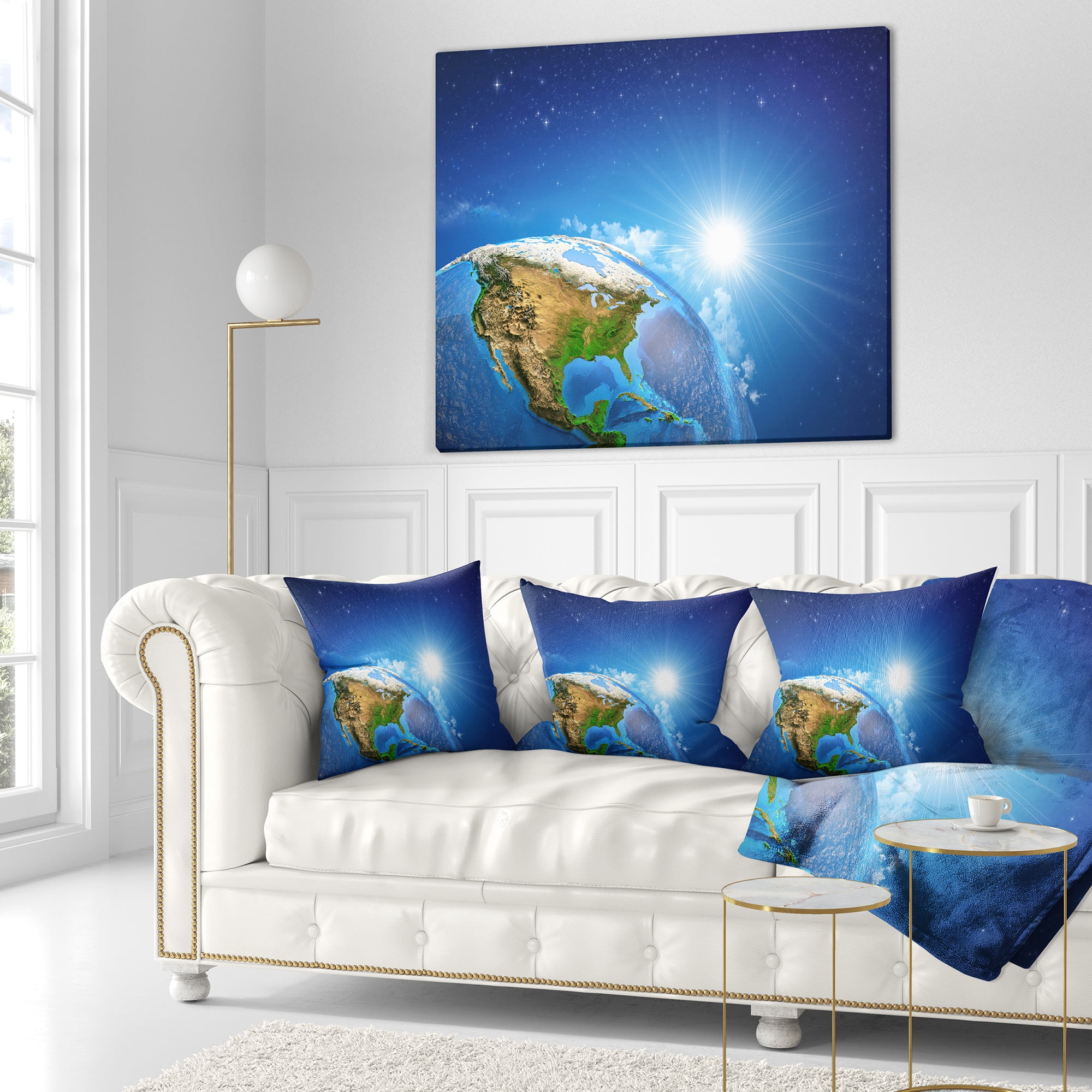 Designart Sunrise over the Earth Landscape - Abstract Throw Pillow - 16x16